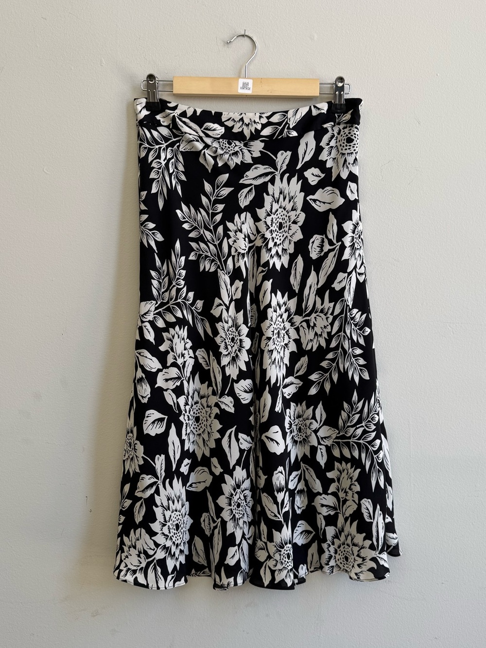 THEORY Black & White Floral A-Line Skirt Size 6